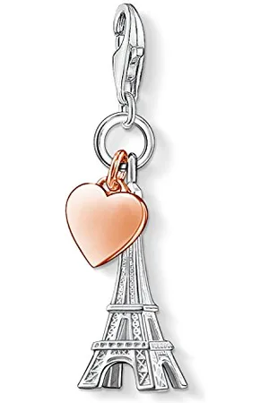 Thomas Sabo Charm Club 0904-415-12 Damski Wisiorek-Charms, Wieża Eiffla w Paryżu, Wysokiej Próby 925, Pozłacany Różowym Złotem Próby 750