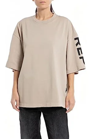 Replay Damska koszulka oversize z rękawami 3/4, , S