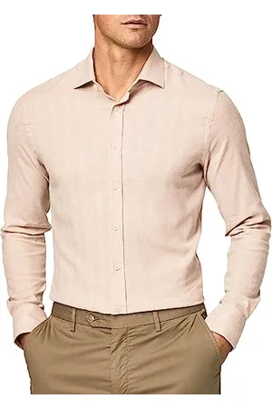 Hackett Męska koszula z guzikami na dole, Miękka, stretch, HBONE