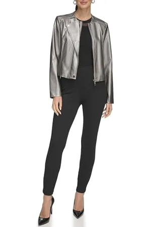 DKNY Damska kurtka PU Moto Faux Leather Jacket, XS, , XS