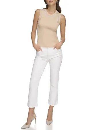 DKNY Damski top z siateczki bez rękawów, drzewo sandałowe, rozmiar M, , M