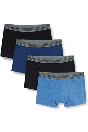 ATHENA Bokserki męskie (4 sztuki), Wielobarwny - Mehrfarbig (Bleu/Noir/Bleu/Noir), M