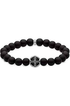 Thomas Sabo Unisex bransoletka krzyż czarna 925 srebro szterlingowe A1928-812-11-L19,5