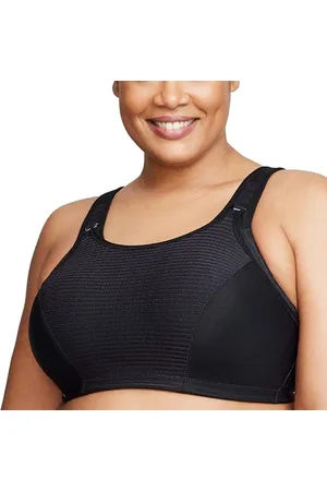 Glamorise Damski biustonosz sportowy 1166, jednolity czarny, 46DD, , 105E