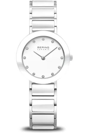 Bering Zegarek damski z mechanizmem kwarcowym - kolekcja ceramiczna ze stalą nierdzewną i szafirowym kryształem 11429-754