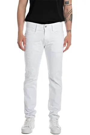Replay Męskie dżinsy Slim Fit Anbass Broken Edge kolekcja, , 31W / 34L