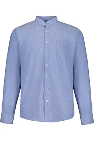 JP 1880 Męski duży rozmiar Menswear L-8XL koszula lniana z długim rękawem, stójka, nowoczesny krój, 790394, , 3XL