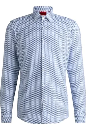 HUGO BOSS Męska koszula Kenno Slim Stretch Canvas z nadrukiem, , 36
