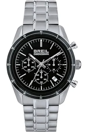 Breil Męska kolekcja zegarków Release Mono-Color Black Dial Chrono mechanizm kwarcowy i stalowa bransoletka TW1897, bransoletka