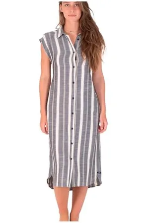 Hurley Damska sukienka w kształcie litery W z przodu Midi koszula w stylu casualowym S