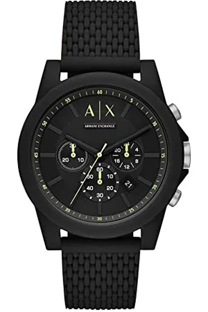 Armani Exchange Zegarek dla mężczyzn, kwarcowy mechanizm chronografu i rozmiar koperty 44 mm z paskiem silikonowym