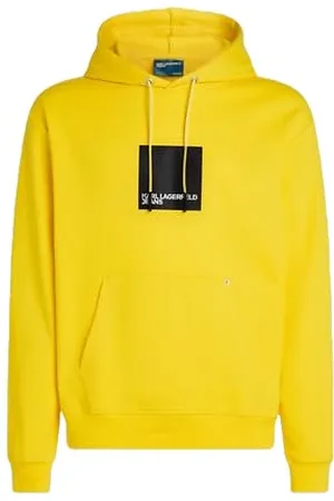 Karl Lagerfeld BLUZA Z KAPTUREM Z LOGO REGULAR FIT, ŻÓŁTA, L