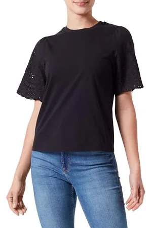 Y.A.S Lex Ss Top W. Emb Sleeves S. Noos, , XL