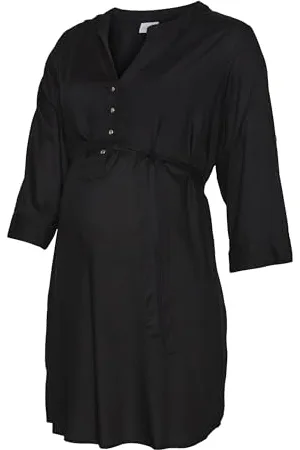 Mama;licious _NOS Women MLMERCY LIA 3/4 Woven Tunic 2F NOOS A. Tunika, czarna, XS