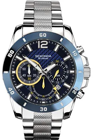 Sekonda Męski zegarek kwarcowy chronograf z paskiem ze stali nierdzewnej 1443.27