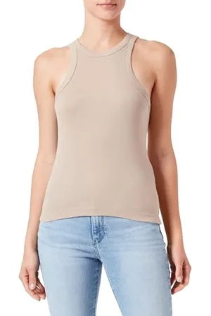 Champion Legacy Ikony Tonal Logo Polo W - Soft Cotton 1x1 Rib Crop Slim S/S Crewneck Tank tank top, Jasnobrązowy, M Kobiety SS24, , M