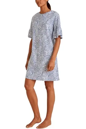 Calida Damska koszula nocna Favourites Paisley, niebieska , standardowa, , rozmiar uniwersalny