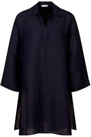 Seidensticker Damska tunika - modna bluzka - oversize fit - kołnierz koszuli - rękaw 7/8-100% len, , 36
