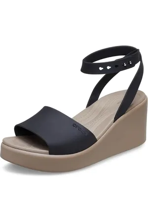 Crocs Kobiety Brooklyn Ankle Strap Wedge Sandały, Czarny, 37/38 EU