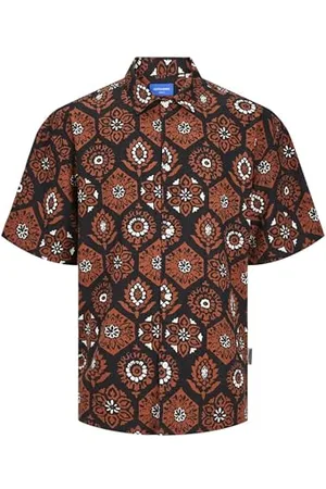 JACK & JONES JORNOTO Linen AOP Shirt SS LN, , XS