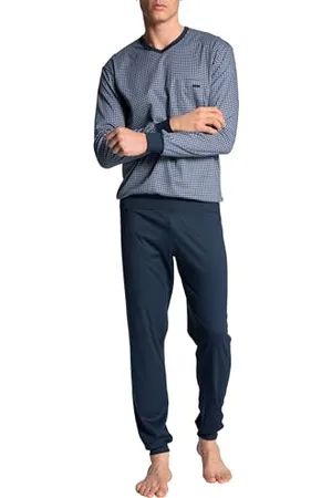 Calida Relax Choice męska piżama ze ściągaczami, wykonana w 100% z bawełny Supima, z pokrytym tkaniną gumowym ściągaczem, , 50