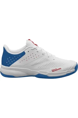 Wilson Męskie buty tenisowe KAOS Stroke 2.0, białe/Deja Vu niebiesko-czerwone, 12,5 UK, Biały Deja Vu Niebieski Czerwony, 48 EU
