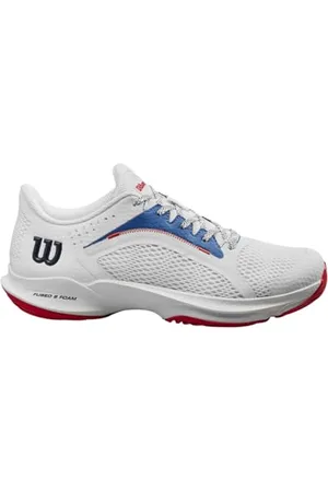 Wilson Damskie buty tenisowe Hurakn 2.0, białe/Deja Vu niebiesko-czerwone, 42 EU, Biały Deja Vu Niebieski Czerwony, 9 UK
