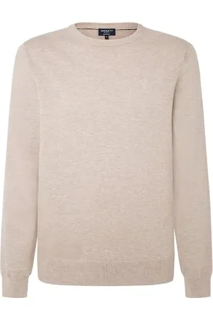 Hackett Męska bawełniana jedwabna dzianina Crew, , XL