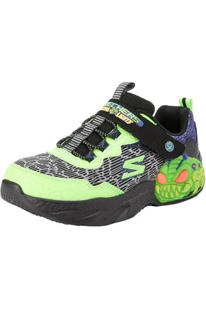 Skechers Sneakersy dla chłopców, czarne i limonkowe syntetyczne/tekstylne/wykończenia, rozmiar 38, , 30 EU