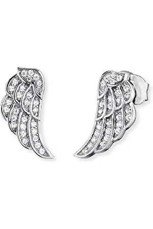 Engelsrufer Flügel Ohrstecker für Damen 925er-Sterlingsilber Weiße Zirkonia Größe 11 mm