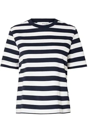 SELECTED T-shirt damski w paski, , S
