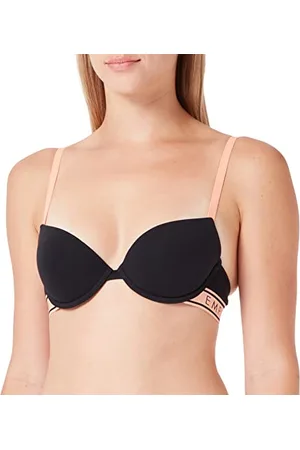 Emporio Armani Underwear Iconic Logoband Push Up Bra, czarna, 38B, , B