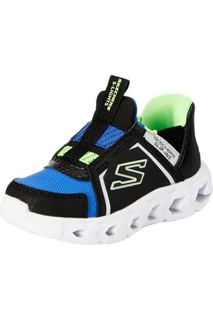 Skechers Sneakersy dla chłopców, czarne, syntetyczne/tekstylne, niebieskie, limonkowe i srebrne, 38, , 30 EU
