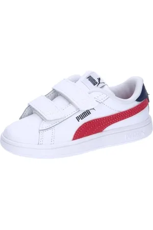 PUMA Unisex Baby Smash 3.0 L V Inf Sneaker, White Club Red Club Navy, 20 EU