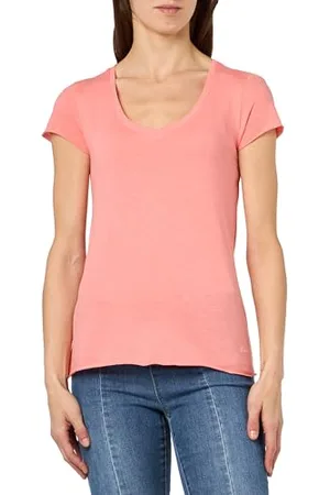 Champion Legacy Minimalist Resort W - Regular S/S V-Neck T-Shirt, Brzoskwinia Różowa, M Kobieta SS24, , M