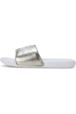 PUMA Unisex Cool CAT 2.0 Metallic Shine Slide Sandal, złoty, srebrny, biały, 45, Złoto Srebro Biały, 46 EU