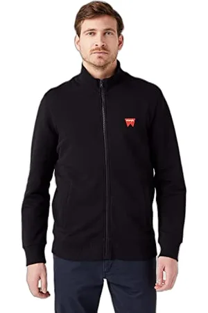 Wrangler Męska bluza z zamkiem błyskawicznym Funnel Neck, czarna, mała