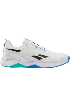 Reebok Męskie tenisówki NANOFLEX TR 2, obuwie białe/czarne/rozpinane zielone, 40 EU, Obuwie białe czarne Unleashed Green, 47 EU