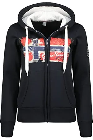 Geographical Norway Gayto Lady - Damska bluza z kapturem z kieszeniami kangurka - Bluza damska na co dzień sweter z długim rękawem ciepły, , L