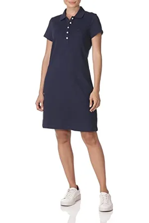 Nautica Damska prosta klasyczna sukienka polo z krótkim rękawem ze stretchu na co dzień, Navy Seas, S