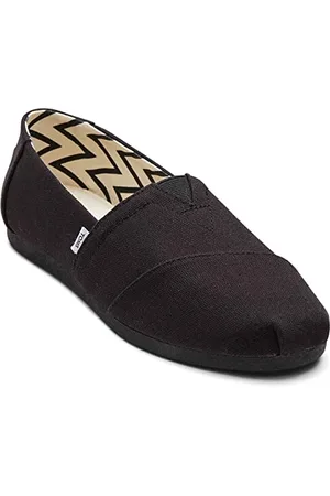 TOMS Damskie mokasyny Alpargata płaskie, czarno-czarne szerokie płótno bawełniane z recyklingu, 36 EU, , 3.5 UK Wide