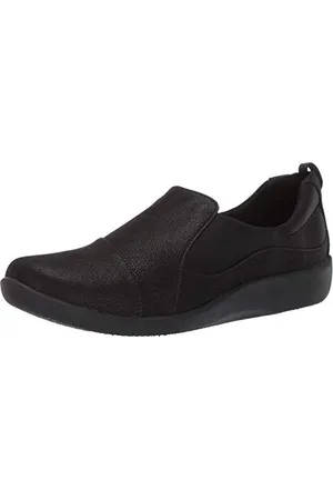 Clarks Damskie mokasyny wsuwane Sillian Paz, Czarny, 37 EU szeroki