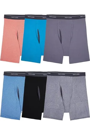 Fruit Of The Loom Męskie bokserki Coolzone, odprowadzające wilgoć i oddychające, wielopak w różnych kolorach, 6 szt. w paski, rozmiar XL (6 sztuk), 6-pak - pasek/jednolity, XL