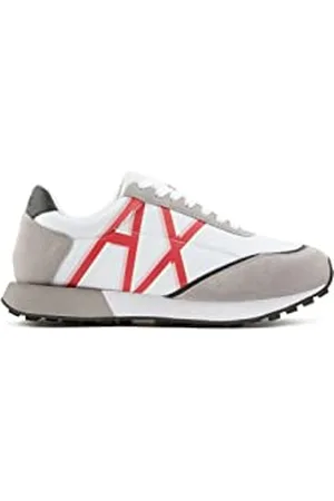 Armani Exchange Damskie dwuwymiarowe logo, beżowe zamszowe trampki, , 41 EU