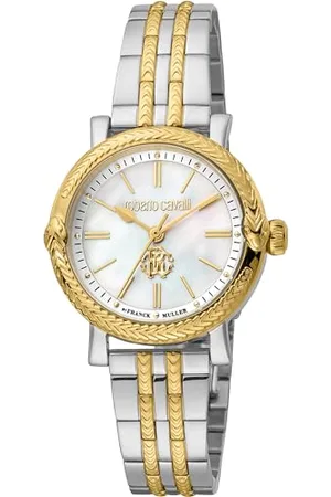 Roberto Cavalli By Franck Muller Damski analogowy zegarek kwarcowy z paskiem ze stali nierdzewnej RV1L193M0081, , moda
