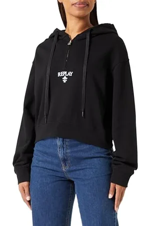 Replay Damski sweter z kapturem z kolekcji Pure Logo, , S