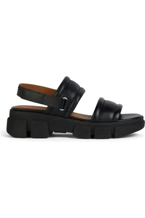 Geox Damskie sandały D LISBONA A Wedge, czarne, rozmiar 38,5 EU, , 38.5 EU