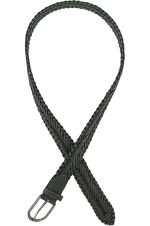 Ulla Popken 125 cm Pasek, Skóra Naturalna, Pleciona, Metalowa klamra, Khaki, Khaki, , 125 cm