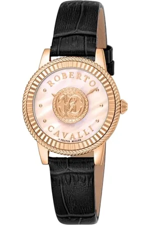Roberto Cavalli Damski analogowy zegarek kwarcowy ze skórzanym paskiem RV1L228L0021, , moda
