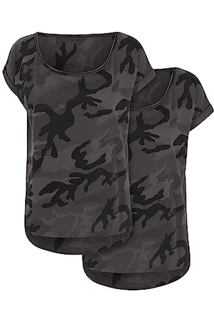 Build Your Brand Damski T-shirt damski Camo Tee 2-pak, 2 sztuki, moro, okrągły dekolt, rękawy typu turn-up, rozmiary XS–XL, , XS